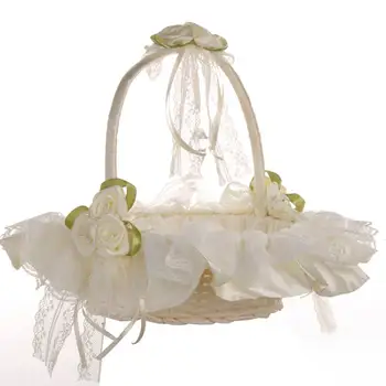 Gėlių Mergaitė Krepšelį Romantiška Vestuvių Dieną Kolekcija Gėlių Krepšelis Satino Rožių Žiedlapiai Turėtojas Vestuvių Ceremonijos Šalies Apdaila