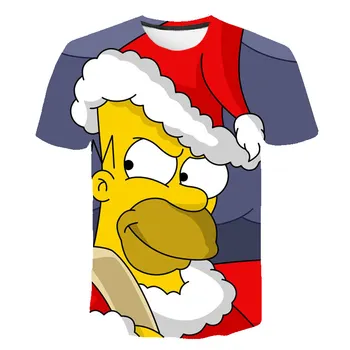 Kalėdų 2020 Animacinių filmų Marškinėlius Kalėdų Simpson T-Marškinėliai Berniukams, Mergaitėms 3D Spausdinimo Mados T shirts Šalies Laimingas Vaikams Drabužių
