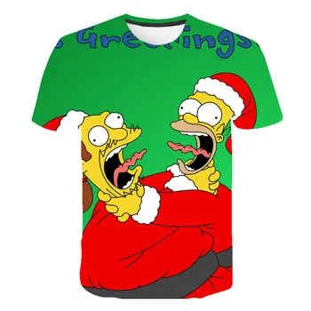 Kalėdų 2020 Animacinių filmų Marškinėlius Kalėdų Simpson T-Marškinėliai Berniukams, Mergaitėms 3D Spausdinimo Mados T shirts Šalies Laimingas Vaikams Drabužių