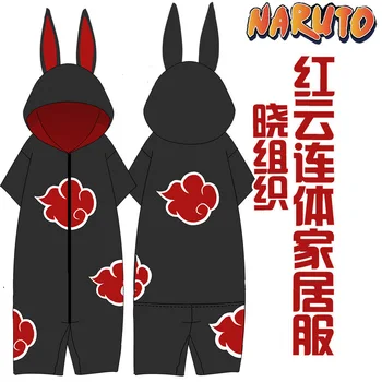 Anime NARUTO pižama vyrams Akatsuki Uchiha Itachi vasaros cosplay kostiumas moterims suaugusiųjų trumpas rankovės kawaii Medvilnės pajama Jumpsuit