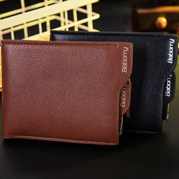 Baborry Kietas RFID apsaugos vyriškos odinės piniginės nuimamas blokavimo kortelės turėtojui, žmogui piniginės su moneta kišenėje