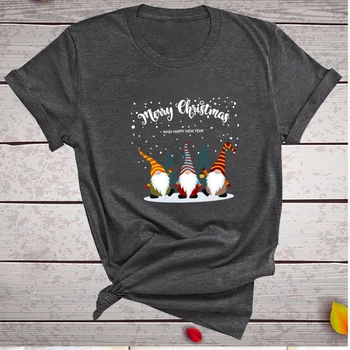 Juokinga Nykštukas Mielas Drabužių Linksmų Kalėdų ir Laimingų Metų Tee Moterims Lady Animacinių filmų Spausdinti Marškinėlius Viršuje Grafinis Moterų T T T T T T T T T T-shirt