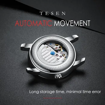 TESEN Prekės Prabanga Viršuje Vyrų Automatinis Laikrodžiai Mechaninė Automatinė 50M atsparumas Vandeniui Atsitiktinis Verslo nerūdijančio plieno Laikrodis