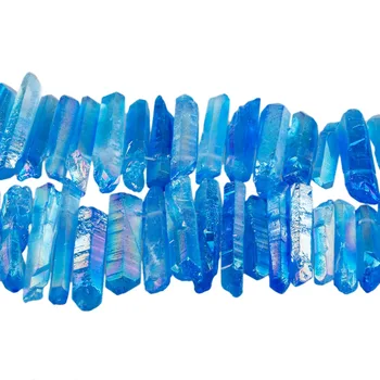 TUMBEELLUWA Kristalų Taškų Padengtas Titano Kvarco Grubus Lazdos Šuoliai Taško Karoliukai 15 colių Kryptis Viršų Gręžti