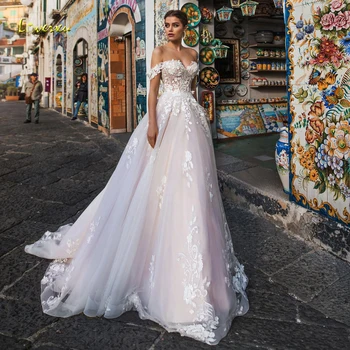 Loverxu Seksualus Backless Valtis Kaklo Lace A-Line Wedding Dress 