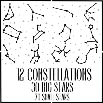 Zodiako 12 Žvaigždynų Sienos Vinilo Lipdukas Žvaigždžių Lipdukai Vaikams, Miegamojo Priedai Šiaurės Apdaila 