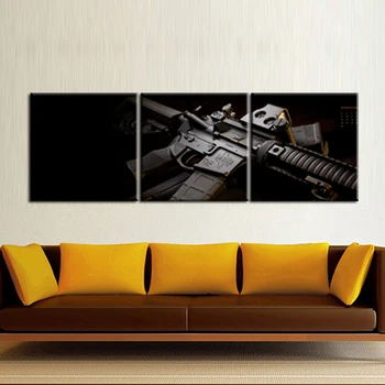 Kambarį HD Spausdinti Šiuolaikinės Tapybos Ant Drobės 3 Skydelis Juodas Pistoletas Kraštovaizdžio Modulinės Nuotrauką Sienos Menas Namų Dekoro Plakatai Rėmelį