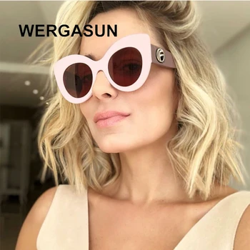 WERGASUN Naujas Prekės ženklas Akiniai nuo saulės Moterims Prabangių Dizainerio Mados Cat Eye negabaritinių Akiniai nuo saulės, Moterų Gradientas Saulės Akiniai oculos