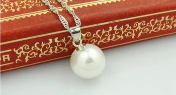 Karšto parduoda aukštos kokybės 12mm Shell perlų & 925 sterlingas sidabro ponios s pakabukas kaklo papuošalai lašas laivybos gimtadienio dovana