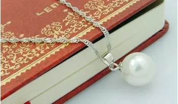 Karšto parduoda aukštos kokybės 12mm Shell perlų & 925 sterlingas sidabro ponios s pakabukas kaklo papuošalai lašas laivybos gimtadienio dovana