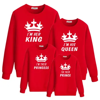 Karalius ir karalienė princas, princesė drabužius tėvas, sūnus, mama, dukra, mergaitės ir berniukai, palaidinės marškinėlius mamytė ir man šeimos atitikimo komplektus