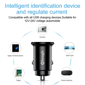 Elough Greitai Įkrauti 4.0 3.0 USB Automobilinis Įkroviklis Xiaomi Automobilinis Įkroviklis PD Įkroviklis USB Dual chargeur usb įkrovimas cigarečių degiklio