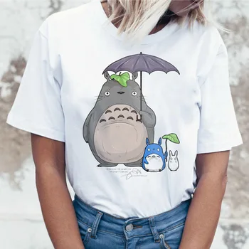 Tritonas-Marškinėliai Moterims Japonijos Ulzzang Drabužius T-Shirt Viršuje Tee Marškinėliai Ulzzang Totoro Spirited Away Marškinėliai Moteriška Streetwear Animacinių filmų