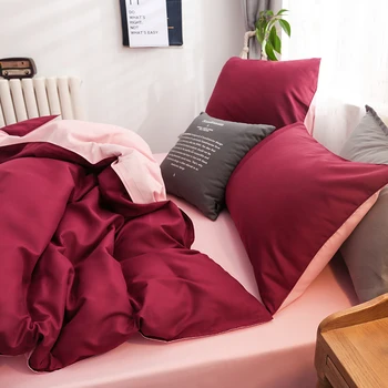 Vyno raudonos ir rožinės spalvos paklode patalynės komplektas antklode padengti Užvalkalas 3/4pcs double queen visą singe dydis