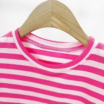Vaikų drabužiai dryžuotas trumparankoviai atsitiktinis marškinėliai 2020 metų vasaros kūdikiu viršūnes laukinių dugno marškinėliai WT63