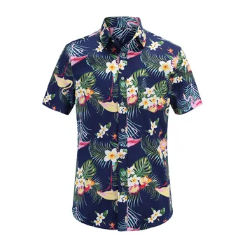 2020 Naują Atvykimo Vyrų Mados Prekės Ženklo Vasarą Palieka Gėlių Spausdinti Prarasti Trumpas Rankovės Atsitiktinis Marškinėliai Vyrų Havajų Stiliaus Paplūdimio Marškinėliai
