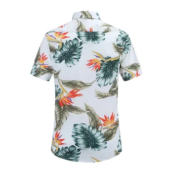 2020 Naują Atvykimo Vyrų Mados Prekės Ženklo Vasarą Palieka Gėlių Spausdinti Prarasti Trumpas Rankovės Atsitiktinis Marškinėliai Vyrų Havajų Stiliaus Paplūdimio Marškinėliai