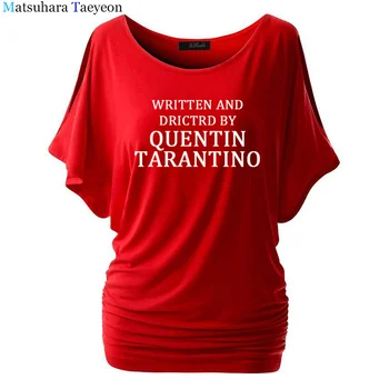 Quentin Tarantino Moterys T-Shirt Aukštos Kokybės Mados Medvilnės Batwing Rankovės Atsitiktinis Hipster Laišką, Print T Shirt Crewneck TShirts