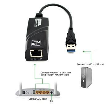USB 3.0 RJ45 Ethernet Adapteris Lan Tinklų 10/100/1000 Mbps Tinklo Adapteris, skirtas 