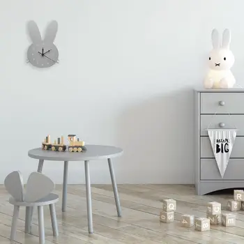 Šiaurės namuose triušis laikrodis animacinių filmų silent laikrodis sienų apdailai laikrodis, vaikų kambarys berniukas kambario sienų dekoras