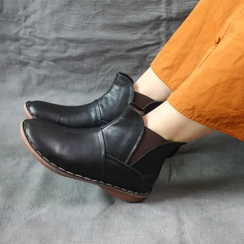 Careaymade-nauji moteriški batai, rankų darbo minkštas trumpas batai, moteriški Retro literatūros, meno patogus minkštas vienintelis butas vienintelis vieną batai