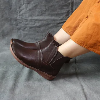 Careaymade-nauji moteriški batai, rankų darbo minkštas trumpas batai, moteriški Retro literatūros, meno patogus minkštas vienintelis butas vienintelis vieną batai