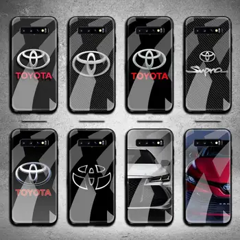 Toyotas Lenktynių automobilių logotipą, Telefono dėklas Grūdintas Stiklas Samsung S20 Plius S7 S8 S9 S10 Plus Pastaba 8 9 10 Plius