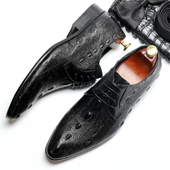 Vyrai oficialų batai natūralios odos suknelė oksfordo bateliai vyrams padažu vestuvių verslo biuro batų nėrinių vyrų vyrų batai 2020 m.