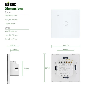 BSEED Wifi Šviesos Jungiklis 1 Gauja Smart Switch Belaidžio ryšio Wi-fi 
