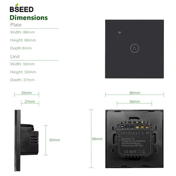 BSEED Wifi Šviesos Jungiklis 1 Gauja Smart Switch Belaidžio ryšio Wi-fi 