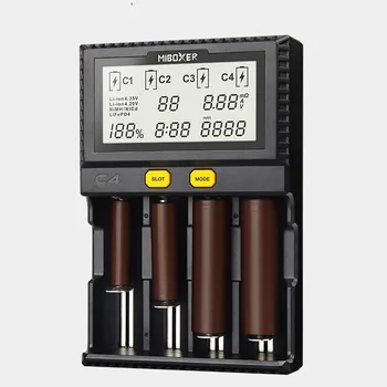 Originalus Miboxer C4 LCD Baterijų Kroviklis Li-ion/LiFePO4/Ni-MH/Ni-Cd 18650 14500 26650AAA4.2 3.7 1.2 1.5 V iškrovos funkcija