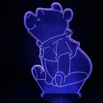 Disney Pooh Bear Paršelių Eeyore Animacinių filmų Statulėlės, Kūdikių, Vaikų, Naktį Šviesos diodų (LED) Palieskite Jutiklio Spalvinga Nightlamp Vaikas Miegamojo Puošimas