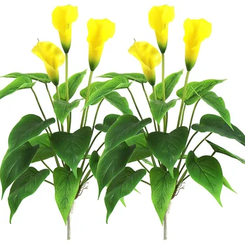 Dirbtinių Gėlių Calla Lily Padirbtų Gėlių Bonsai Gėlių Žaliųjų Augalų vidaus ir Lauko Apdailos, 2 Pakuočių (Geltona)