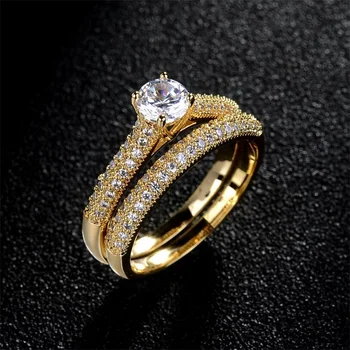 Prekės Moterų Mažas Apvalus Žiedas Nustatyti Cirkonis Žiedas Mados Balta/Rožinė Aukso Užpildytas Papuošalai Žada Sužadėtuvių Žiedai Moterims