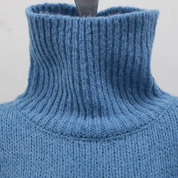 Flectit Stambusis Golfo Megztinis Pilkas Juodas Šviesiai Mėlyna Kieta Plus Size Ilgi Megztiniai (Puloveriai Viršuje, Rudenį, Žiemos Komplektai *
