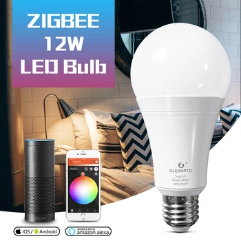 GLEDOPTO Dual ir baltos spalvos 12W LED ZIGBEE lemputė RGB šviesos AC100-240V ZigBee smart lengvas darbas su 