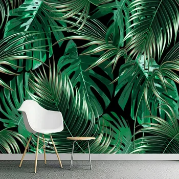 Foto Tapetai Šiuolaikinės 3D Tropinių Miškų Augalų Bananų Lapų Freskomis Kambarį TV, Sofa Namų Dekoro Lipnios Sienos Lipdukas