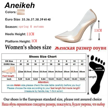 Aneikeh 2020 Glausta Mados PVC Moteris Skaidrus Sandalai Plonas Aukštakulniai Bateliai Smailiomis Kojų Siurbliai Slydimo Ant Kieto Abrikosų 41 42