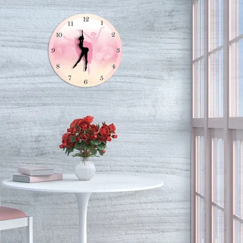 Baleto Šokėjas Su Arabiškais Skaičiais Mergina Miegamojo Puošimas Princesė Pink Sieninis Laikrodis Šokių Sienos Meno Ballerina Juda Kojos Laikrodis Žiūrėti