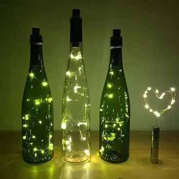 Styginių Žibintai Sidabro LED Vyno Butelis Žibintai, Baterija Kamštienos Formos Stiklo Butelis Užkemšamas Lempos 