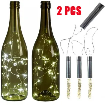 Styginių Žibintai Sidabro LED Vyno Butelis Žibintai, Baterija Kamštienos Formos Stiklo Butelis Užkemšamas Lempos 