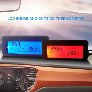 Mini LCD Termometras DC12V Skaitmeninė Kambarinė Patogus Temperatūros Jutiklio foninio Apšvietimo Drėgmės Matuoklis Termometras su Drėgmėmačiu Indikatorius