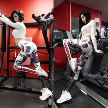 Naujas Kaukolė 3D Spausdinimo Fitneso Moterų Antblauzdžiai Seksuali Aukšto Juosmens sporto Salė Legging Treniruotės Quick Dry Gotikos Sporto Kelnės Treniruotės, Jogos Kelnės