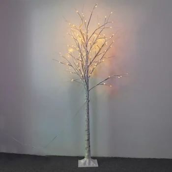 LED Beržo Medžio Lempos šviesos Kalėdų Sidabro papuošalai namuose šventė ES Patalpų Šiuolaikinės Kūrybos medis apšvietimo lašas laivybos