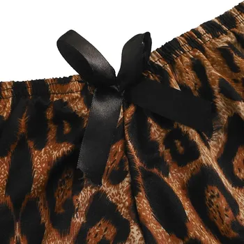 Leopardas Spausdinti Seksualus Pajama Moterų Sleepwear Rinkiniai pyjama para femme Moterų Ponios Nightdress Kostiumai Nėriniai naktiniai drabužiai Apatiniai J80
