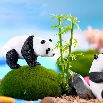 4pcs/set Mielas Panda Moss Micro Kraštovaizdžio Terariumai, Statulėlės, Apdailos Dervos Juokinga Panda Kūdikiams Ornamentu Pasakų Sodas Miniatiūriniai