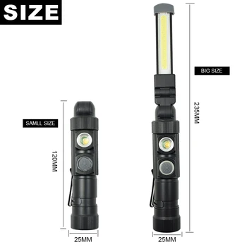 Aukštos Kokybės Nešiojamų COB LED Lanterna Darbo Lemputė 5 Režimai Įkraunamas Žibintuvėlis Magnetas Žibinto Lempa Kempingas Medžioklė Žvejyba
