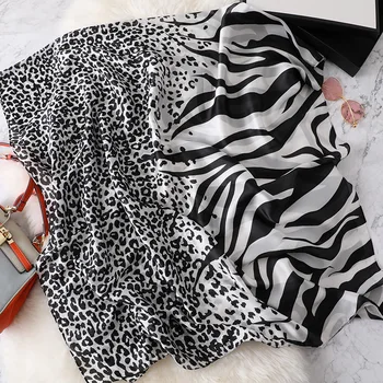 2020 Naujo Prekės Ženklo Dizainerė Šilko Skara Leopard Zebra Dot Foulards Bandana Ilgai Didelės Skaros Apsiaustas Žiemos Kaklo Šalikai Pashmina Hijab