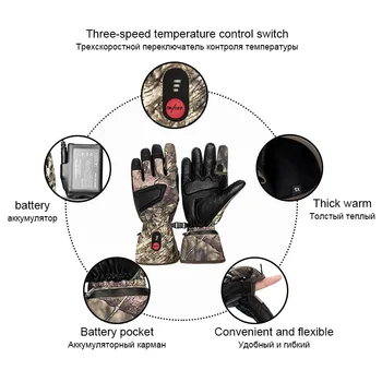 GELBĖTOJAS šildymo pirštinės naujo camo medžioklės žiemą šiltas šildymo anti-freeze touch screen lauko sporto odos pirštinės