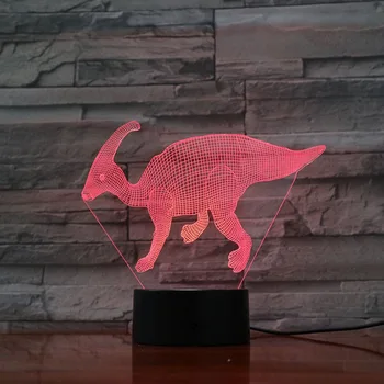 3D Lempos Atmosferą, baterijomis, Dinozaurų Parasaurolophus Spalva Keičiasi Nuostabus Atostogų Šiuolaikinės Dovana LED Nakties Šviesos Lempos